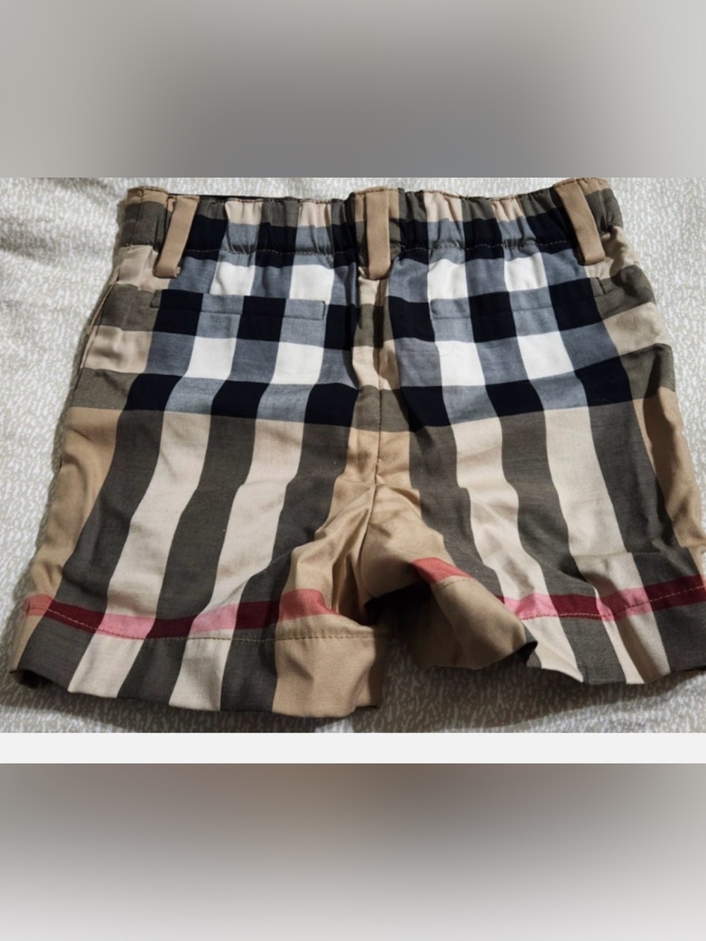 Burberry Boys Tan Black White Check Cotton Shorts